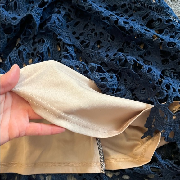 The Clothing Co ELEGANT NAVY BLUE LACE ANKLE-LENGTH MIDI DRESS Medium​ - Picture 15 of 15